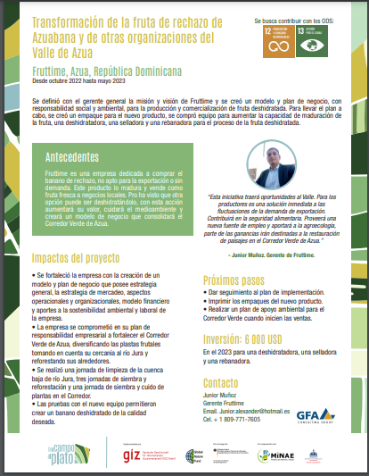 Transformación de la fruta de rechazo de Azuabana y de otras organizaciones del Valle de Azua